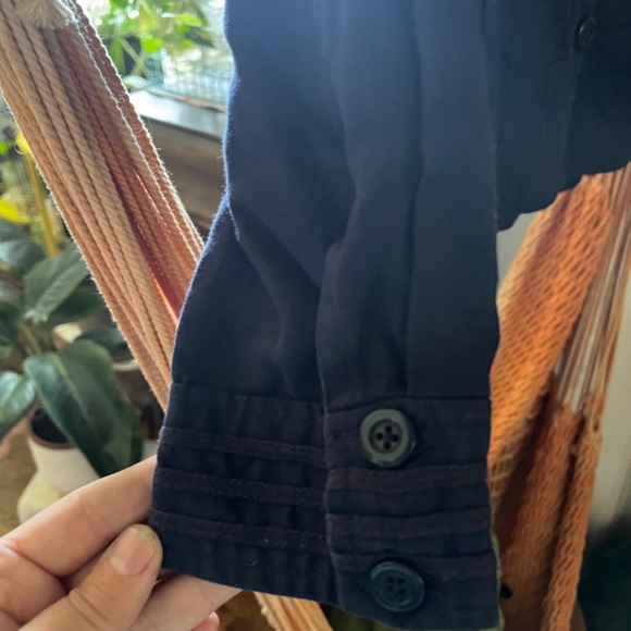 Laura Ashley Cropped Navy Sailor Jacket Size 14 Cotton/Linen - Picture 7 of 12